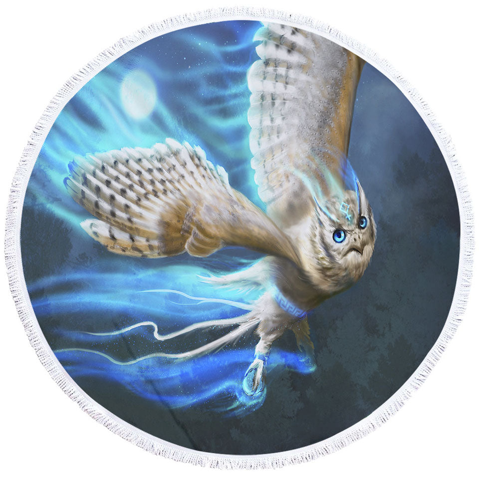 Athenas Cool White Owl Beach Towel