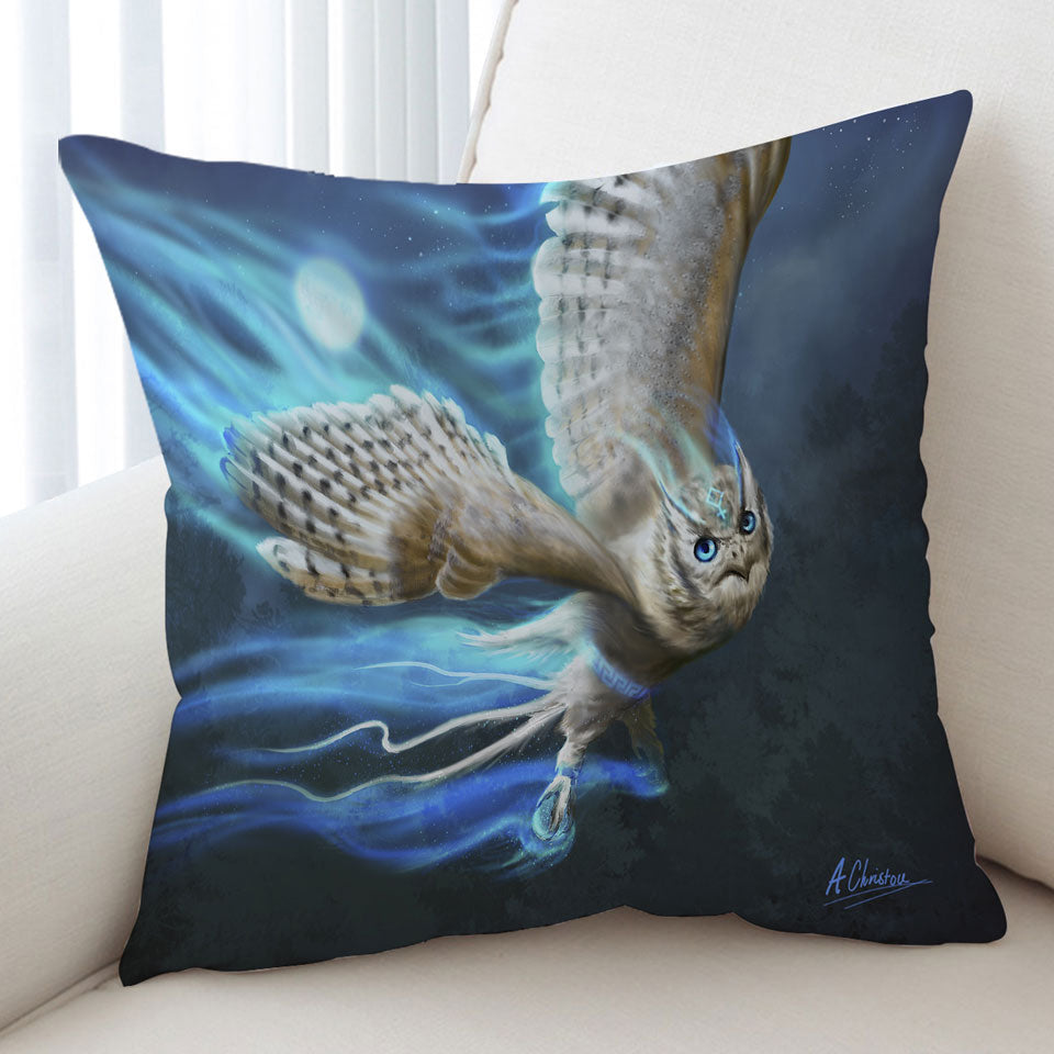 Athenas Cool White Owl Cushion Covers