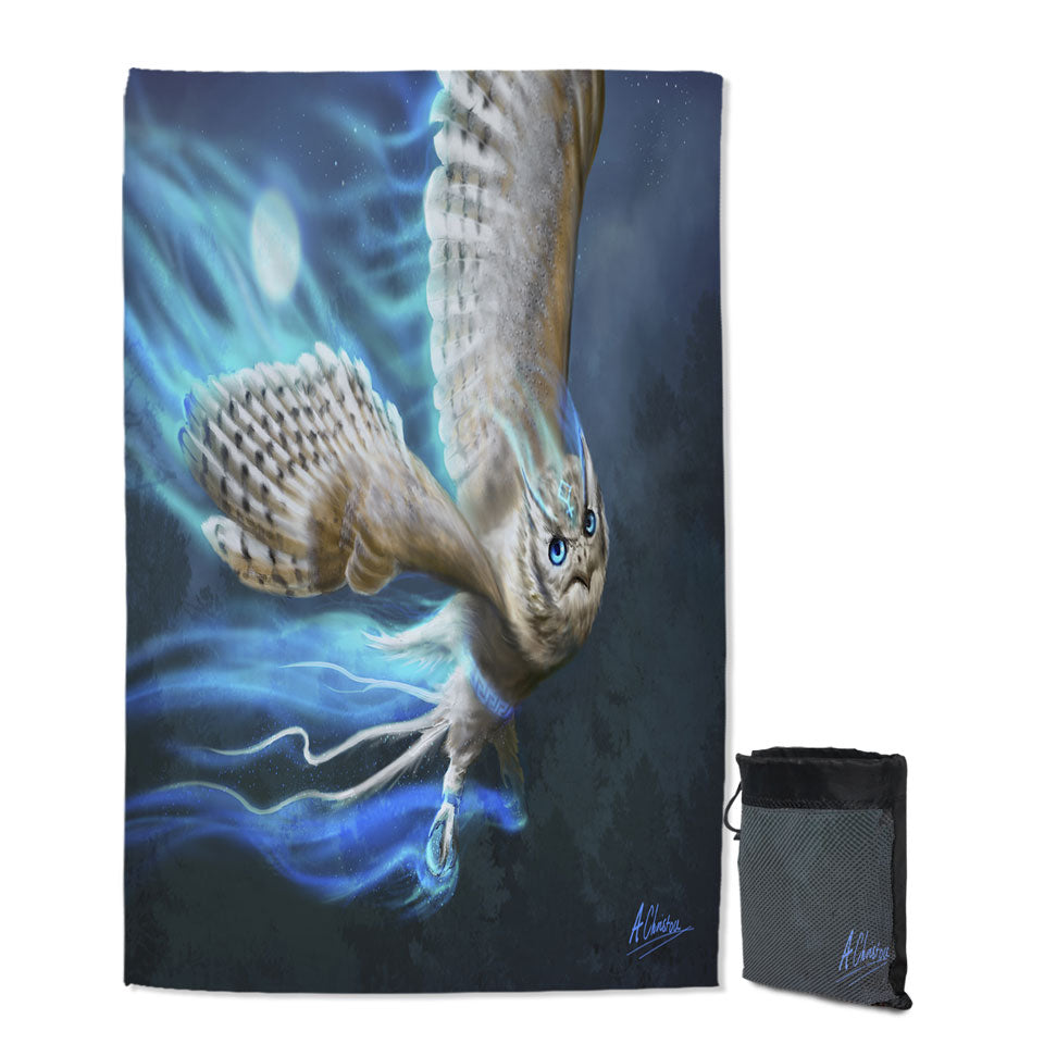 Athenas Cool White Owl Giant Beach Towel