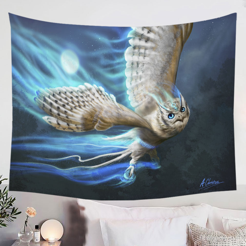 Athenas-Cool-White-Owl-Hanging-Fabric-On