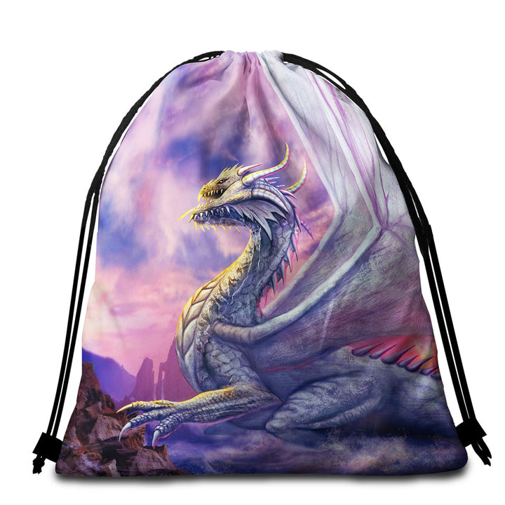 Attaxia Cool Purple Dragon Beach Towels and Bags Set For Cool Days