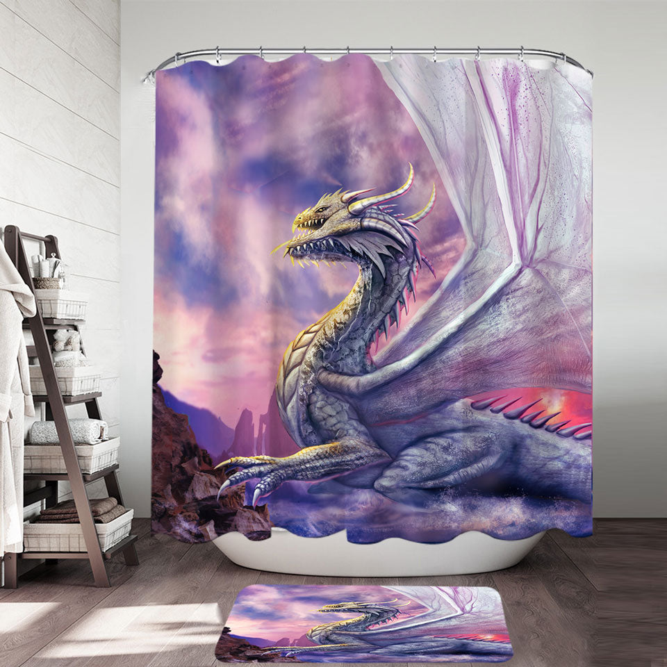 Attaxia Cool Purple Dragon Shower Curtain For Cool Bathroom
