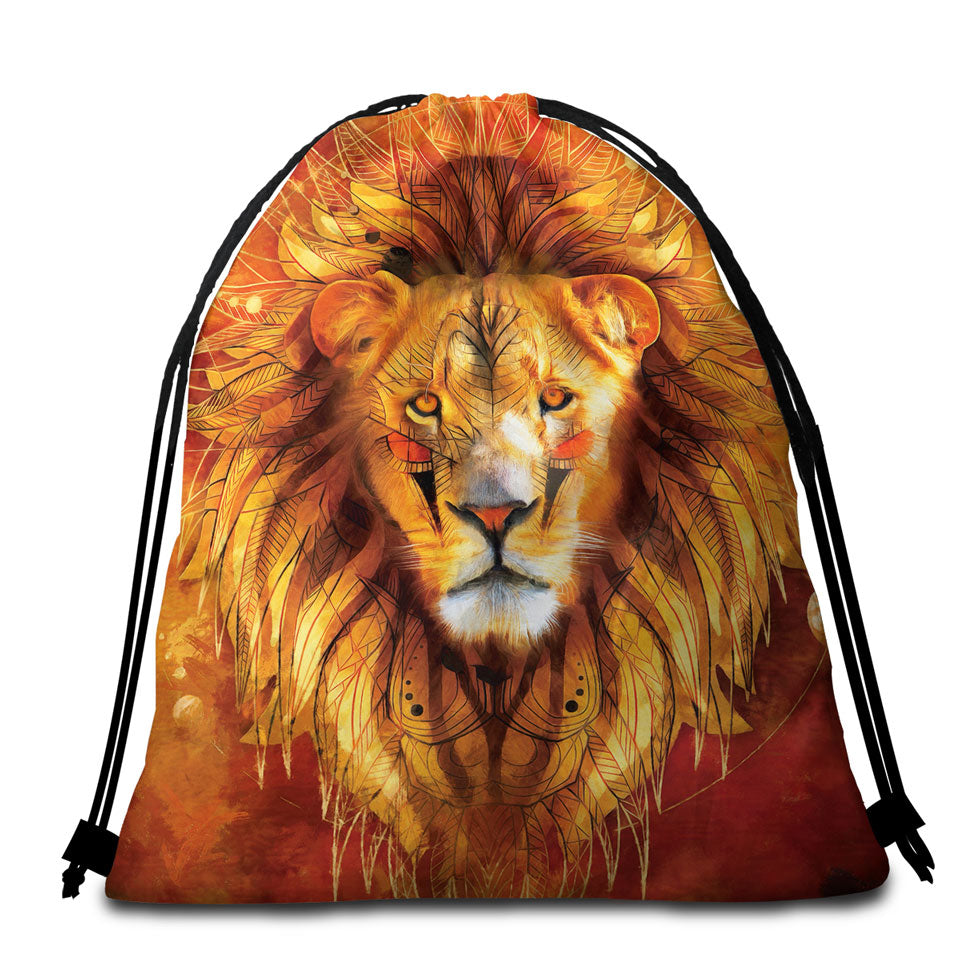 Attractive Lion Chief Beach Towel Bags