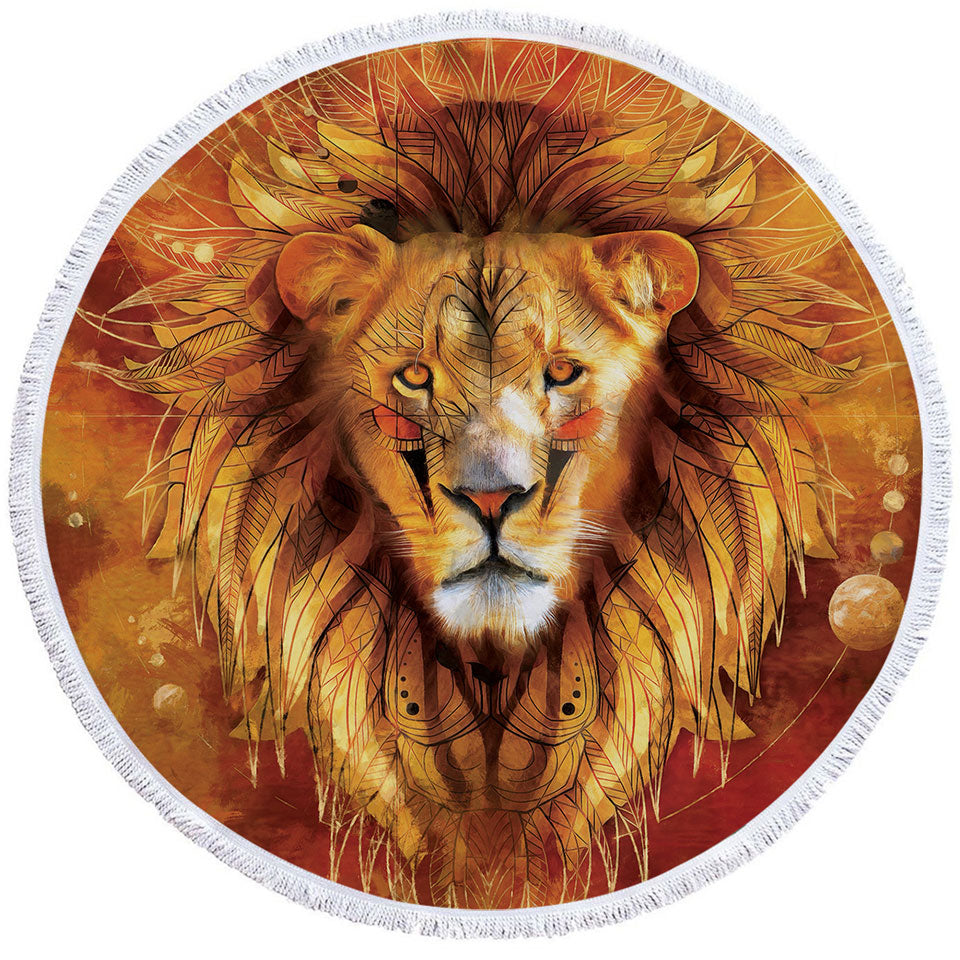 Attractive Lion Chief Beach Towels