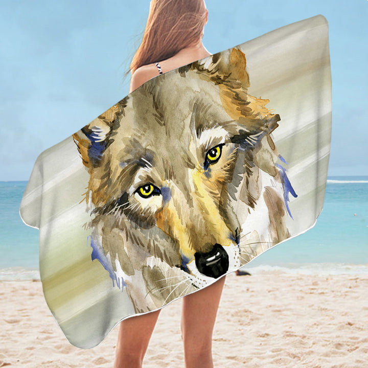 Attractive Painted Wolf Beach Towel with Wildlife