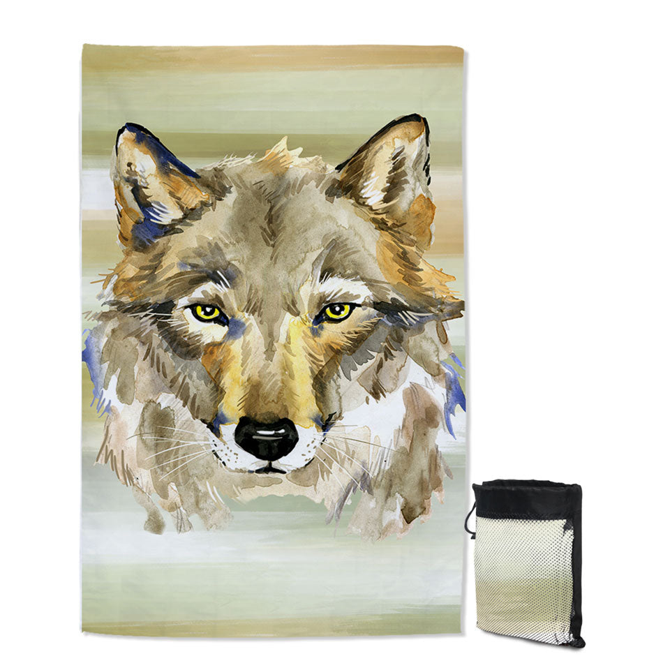 Attractive Painted Wolf Beach Towel