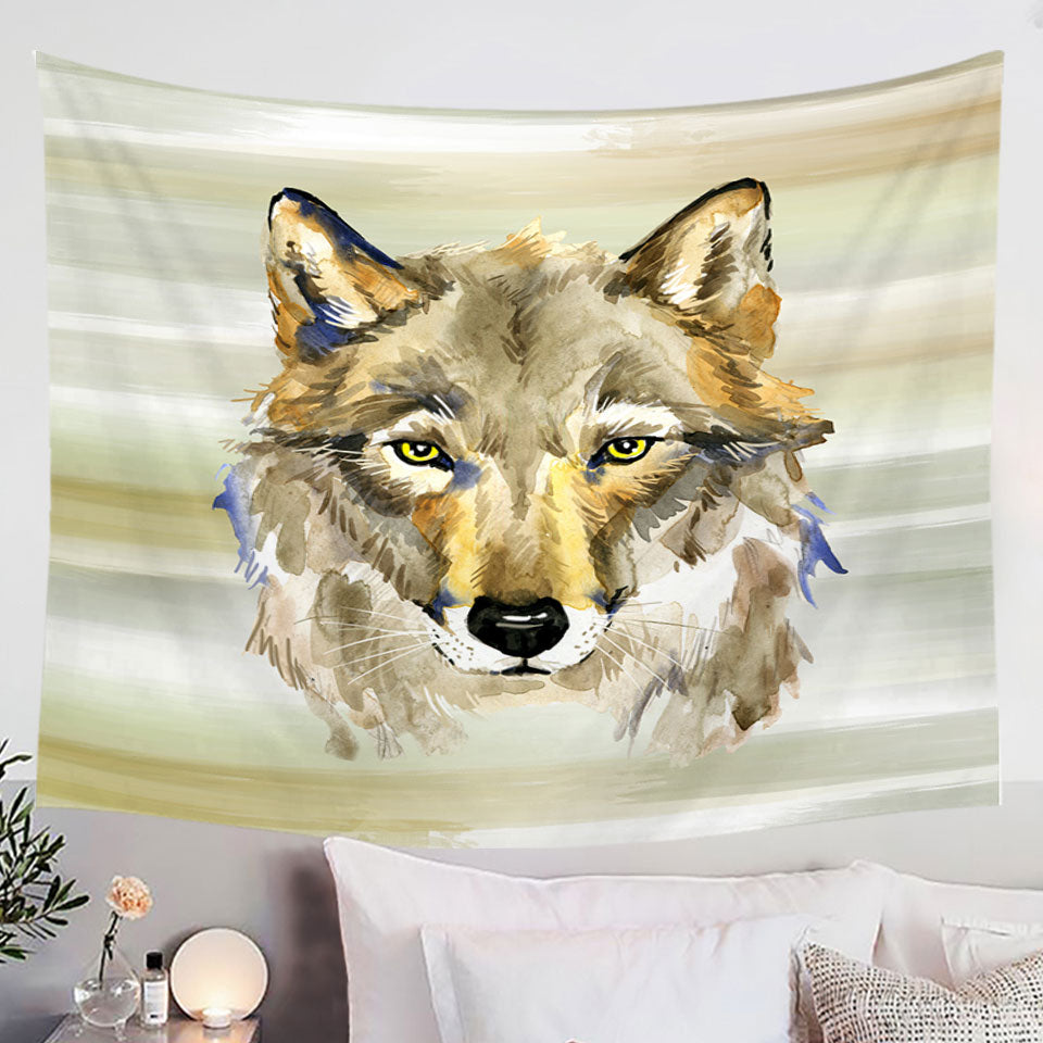 Attractive Painted Wolf Fabric On Wall Hanging Tapestries