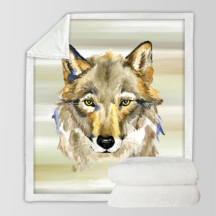 Attractive Painted Wolf Sherpa Blanket