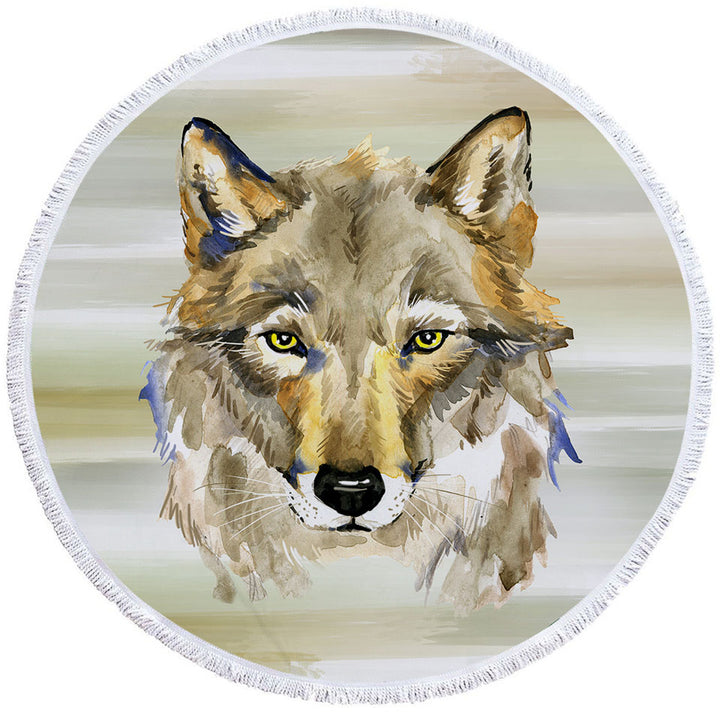 Attractive Painted Wolf Thin Beach Towels