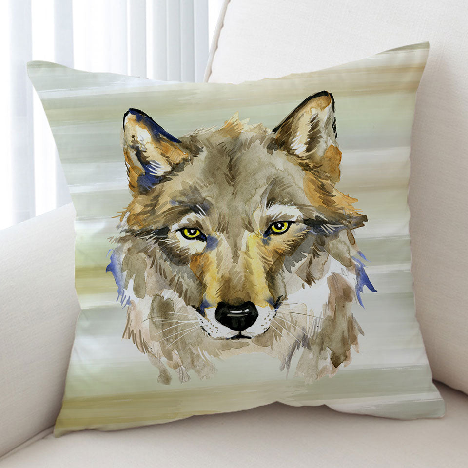 Attractive Painted Wolf Throw Pillow