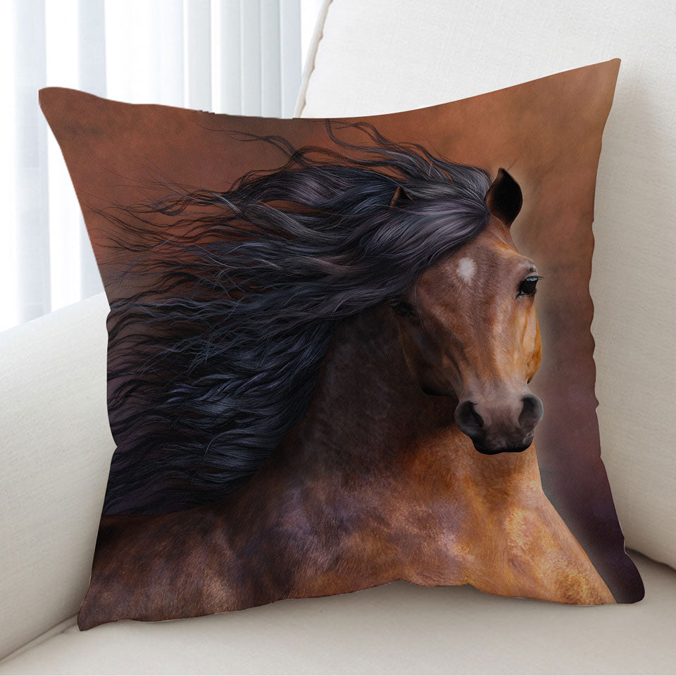 Attractive Refined Brown Chestnut Horse the Morgan Horse Cushion