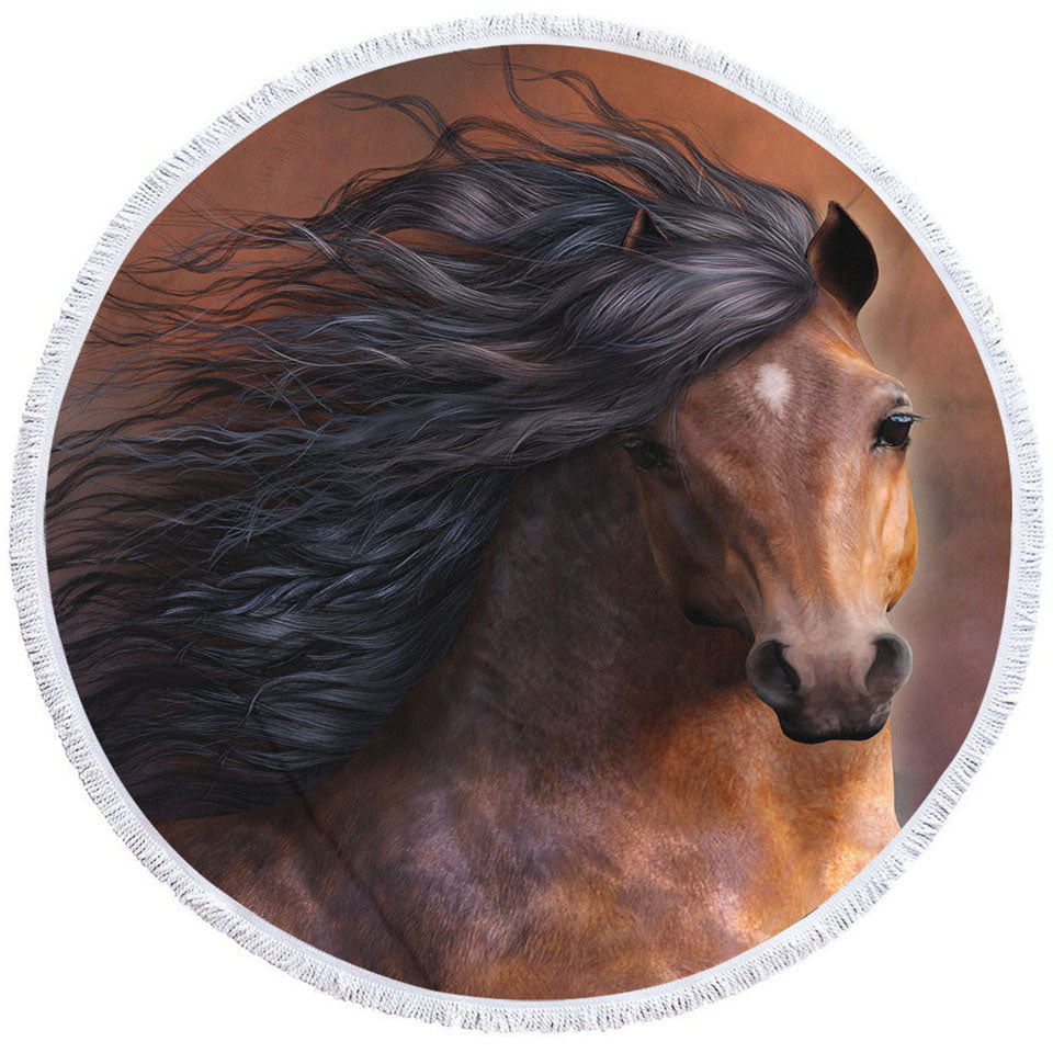 Attractive Refined Brown Chestnut Horse the Morgan Horse Round Beach Towel