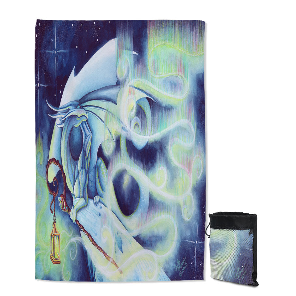 Aurora light Dragon Fantasy Art Thin Beach Towels on Sale