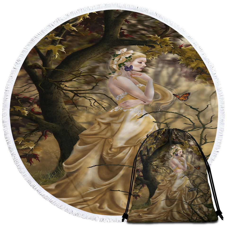 Autumn Art the Last Queen Beach Towels