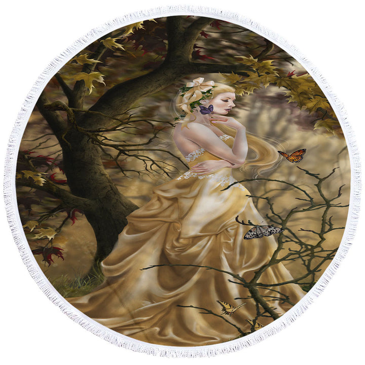 Autumn Art the Last Queen Round Beach Towel