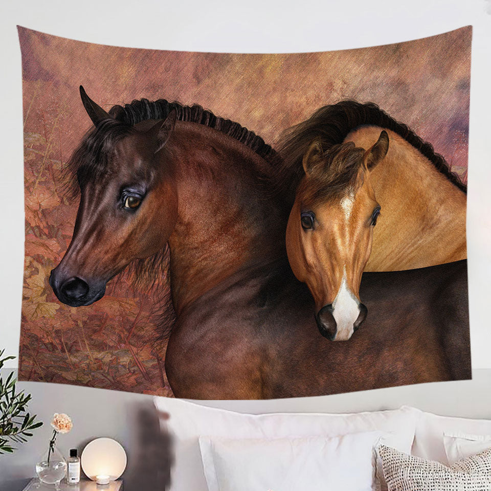 Autumn-Colors-Tapestry-Wall-Decor-Two-Cute-Horses-Art