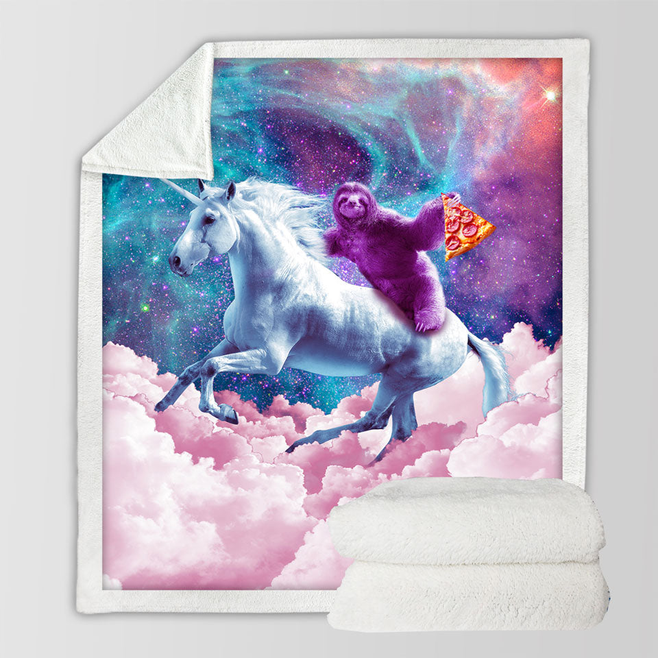 products/Awesome-Decorative-Throws-Crazy-Art-Space-Pizza-Sloth-on-Unicorn