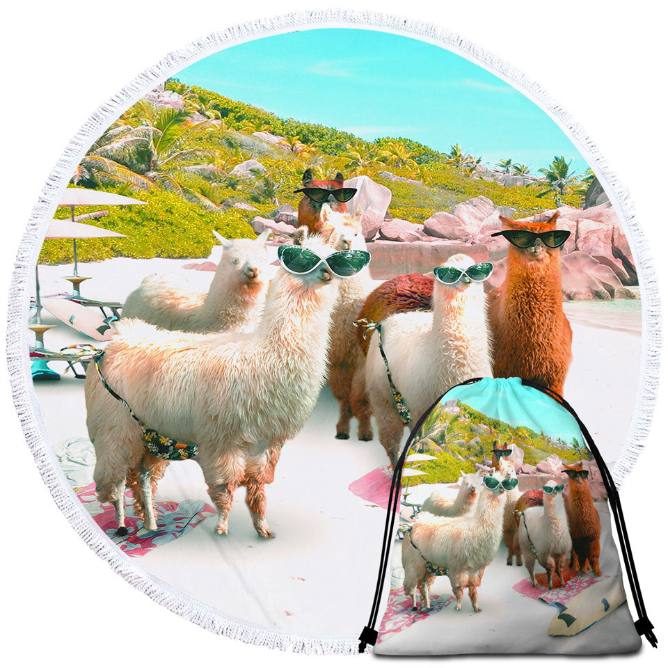 Awesome Funny Sunglasses Llamas Best Beach Towels