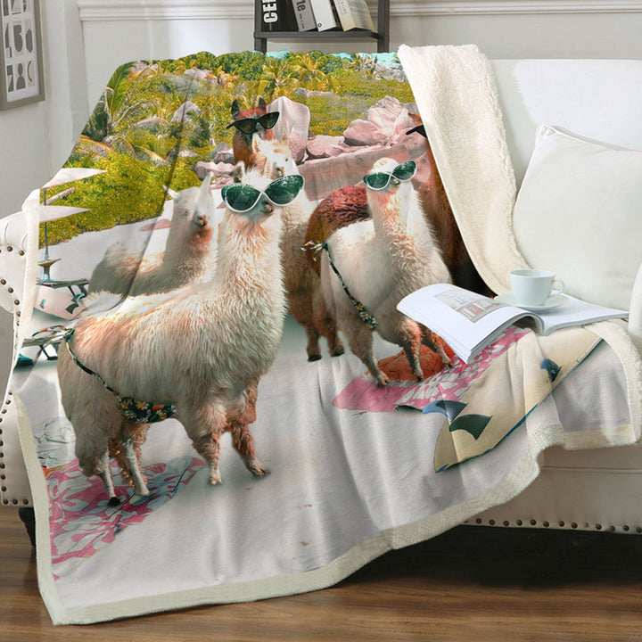 products/Awesome-Funny-Sunglasses-Llamas-Fleece-Blankets