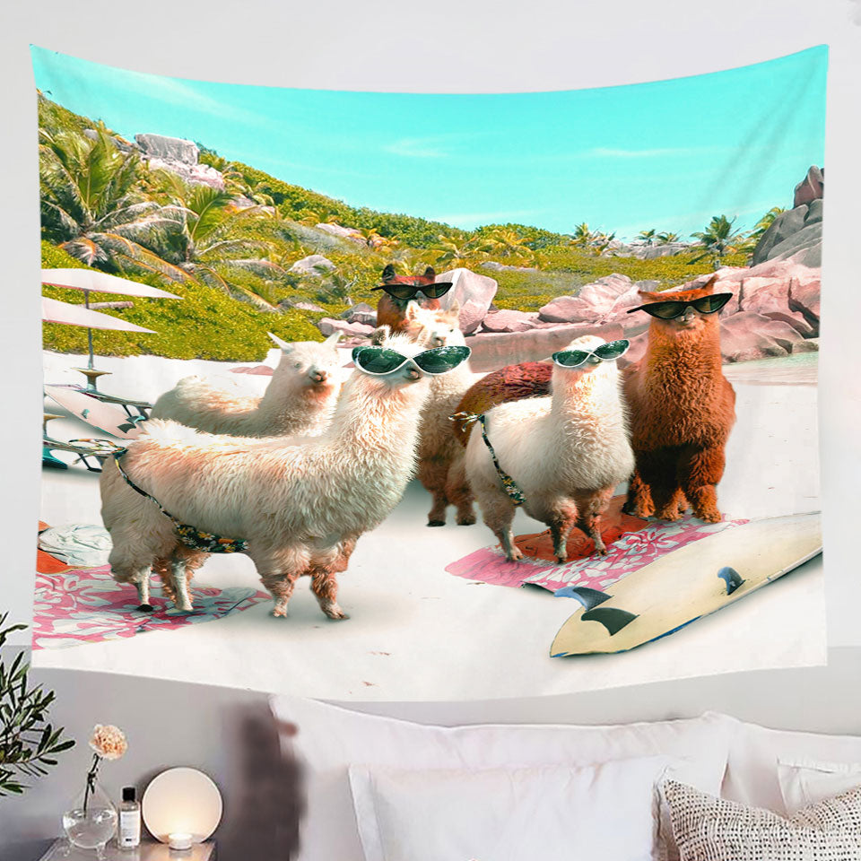Awesome-Funny-Sunglasses-Llamas-Tapestry