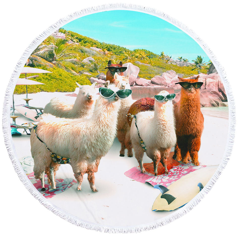 Awesome Funny Sunglasses Llamas Unusual Beach Towels