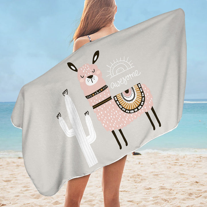 Awesome Llama Beach Towel