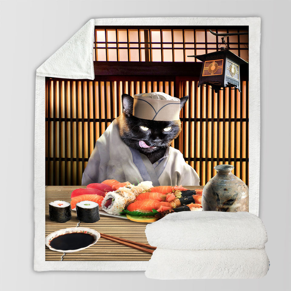 products/Awesome-Sherpa-Blanket-Cool-Art-Funny-Japanese-Sushi-Chef-Cat