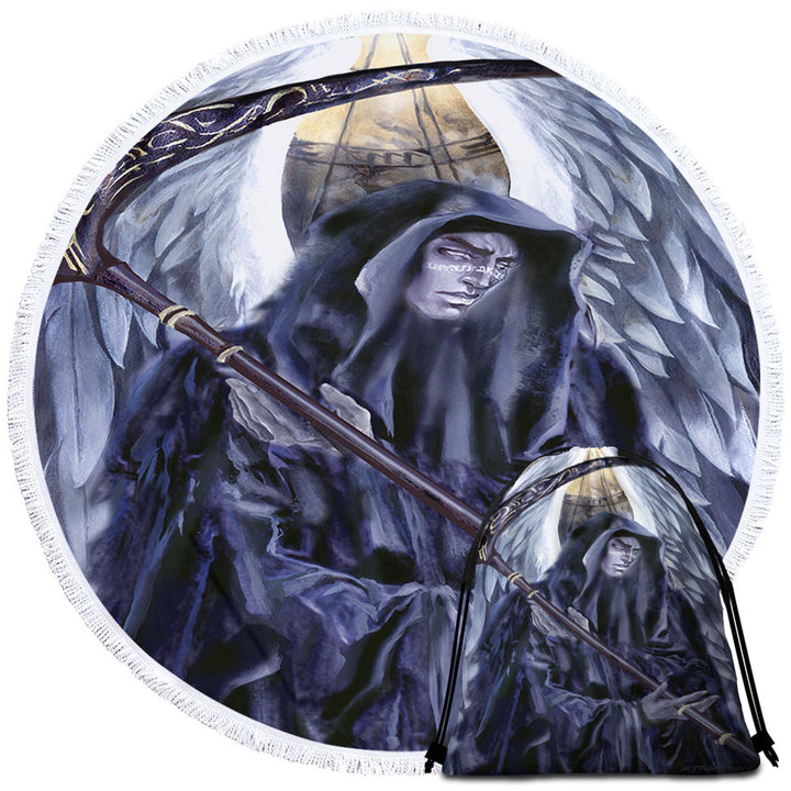 Azriel Cool Beach Towels and Bags Set Angel of Death Dark Art Drawing