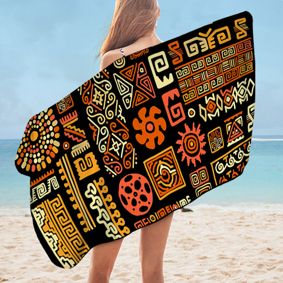 Aztec Beach Towels Native American Symbols
