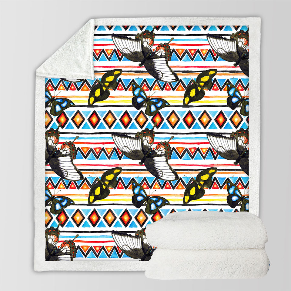 Aztec Blankets Pattern and Butterflies