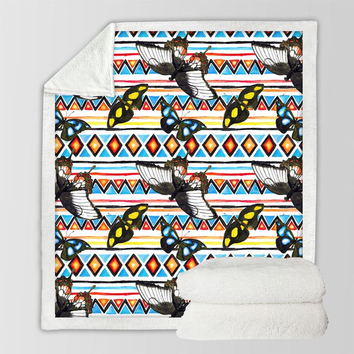 Aztec Blankets Pattern and Butterflies