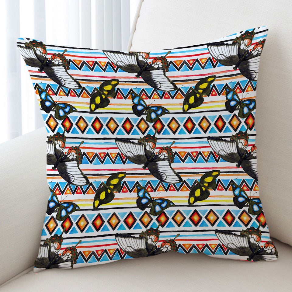Aztec Cushion Covers Pattern and Butterflies