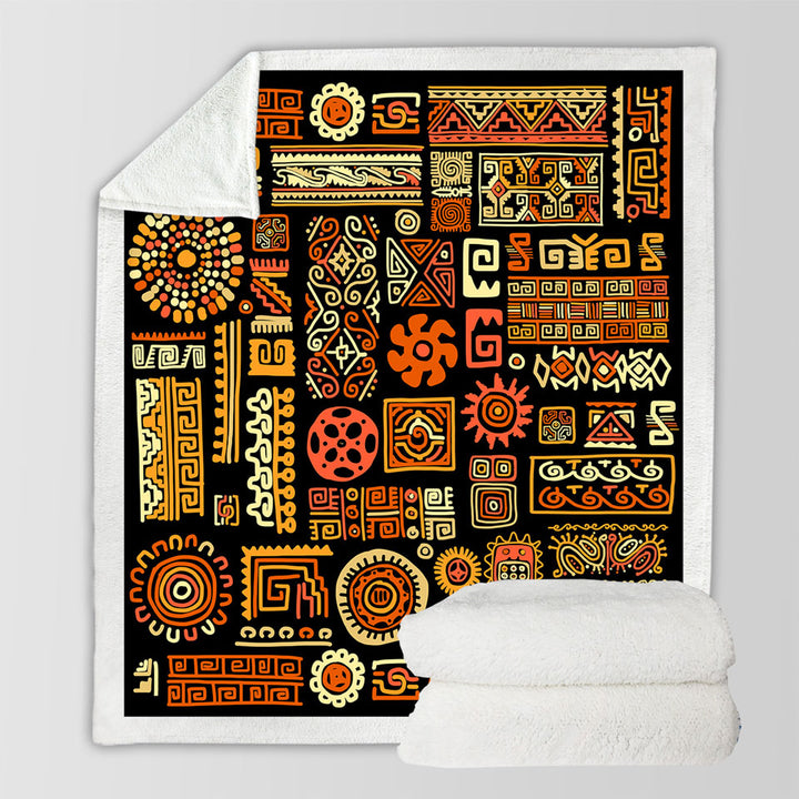 Aztec Fleece Blankets Native American Symbols