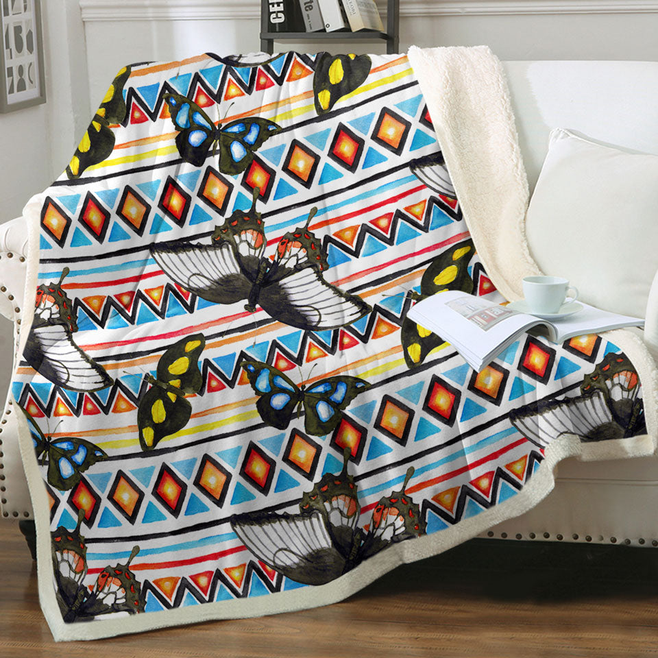 Aztec Throws Pattern and Butterflies