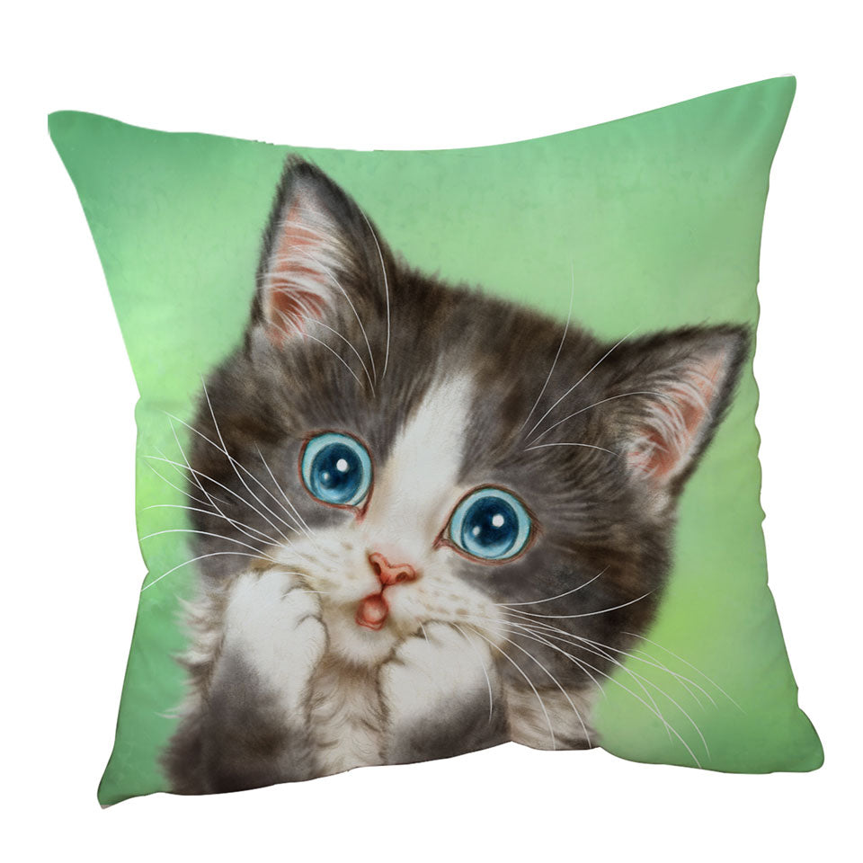 Baby Designs Cushions Lovely Sweet Kitten over Green