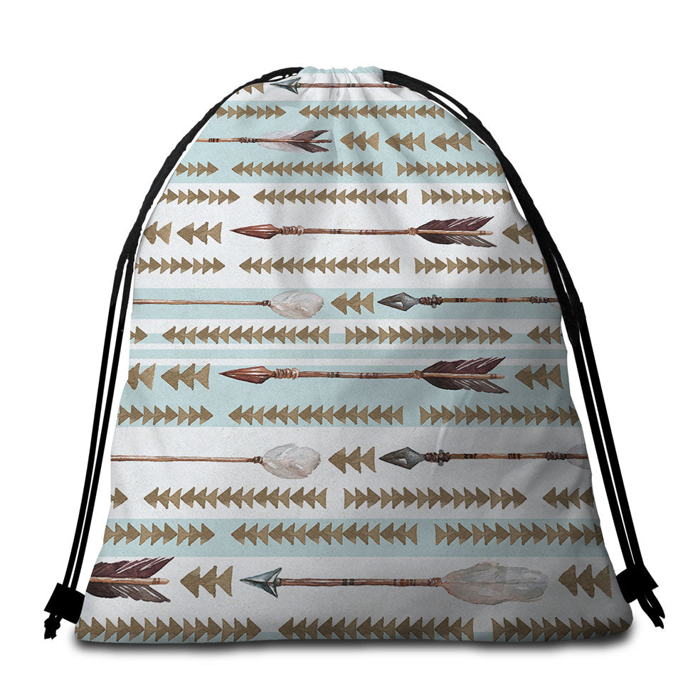 Beach Bags and Towels Light Blue Stripes Arrows Design