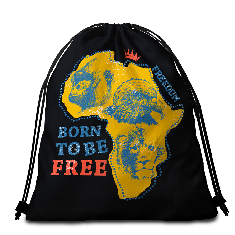 Beach Bags and Towels with Gorilla Lion and Eagle The African Map