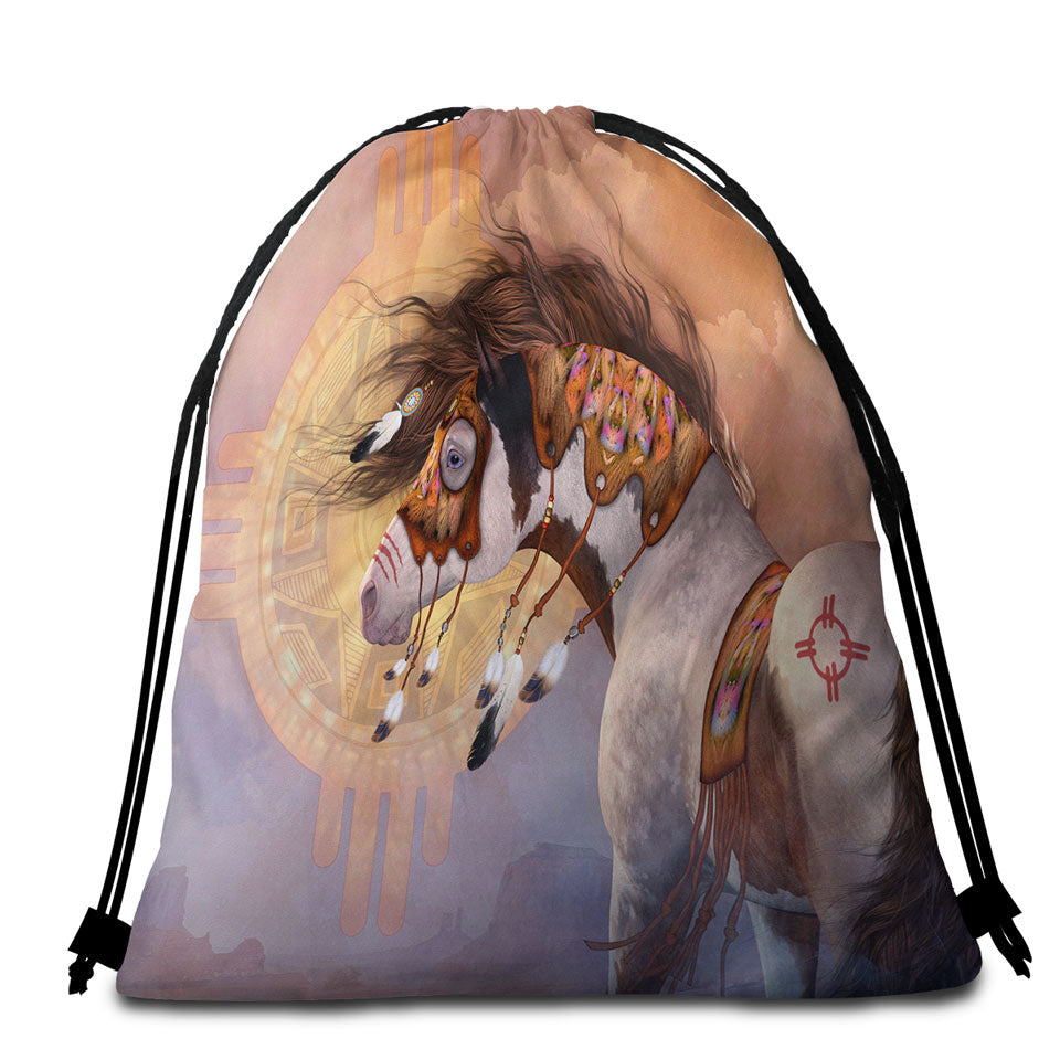 Beach Bags and Towels with Native American Horse