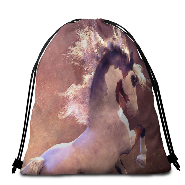 Beach Bags and Towels with Pride Beautiful White Brown Spots Horse