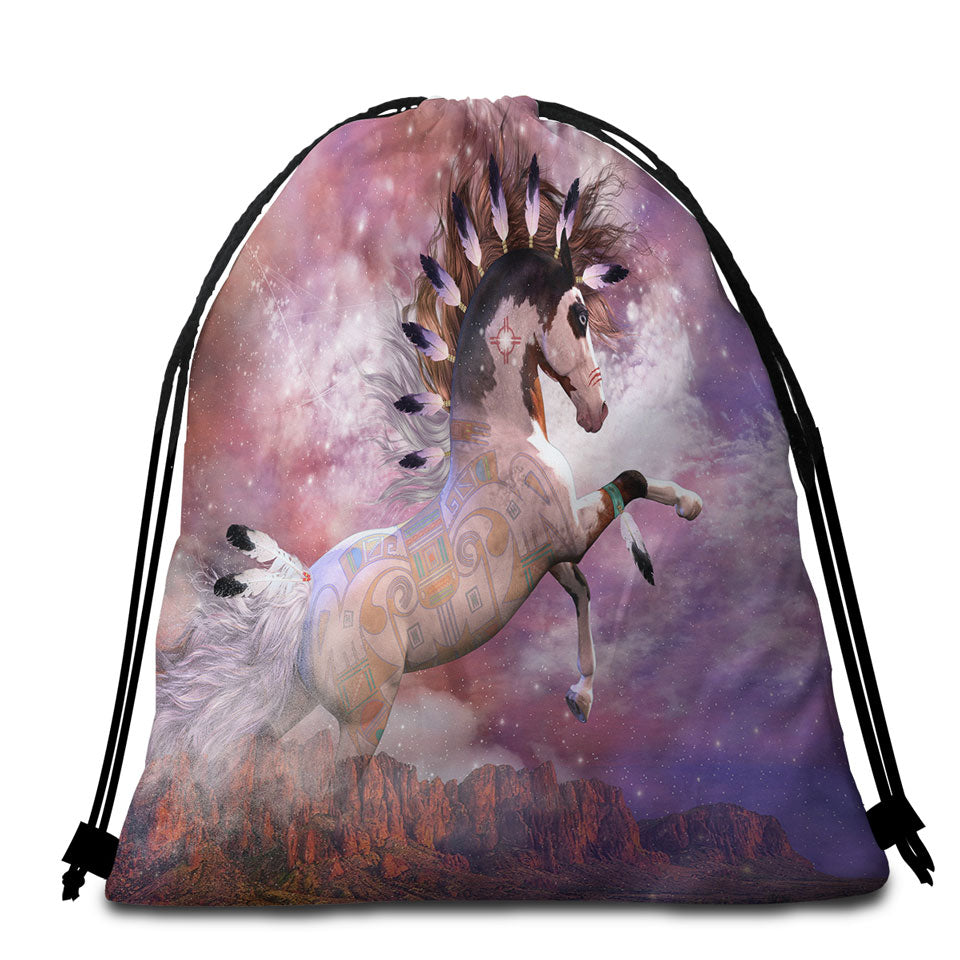 Beach Bags and Towels with Thunder Mesa Native American Spirit Horse