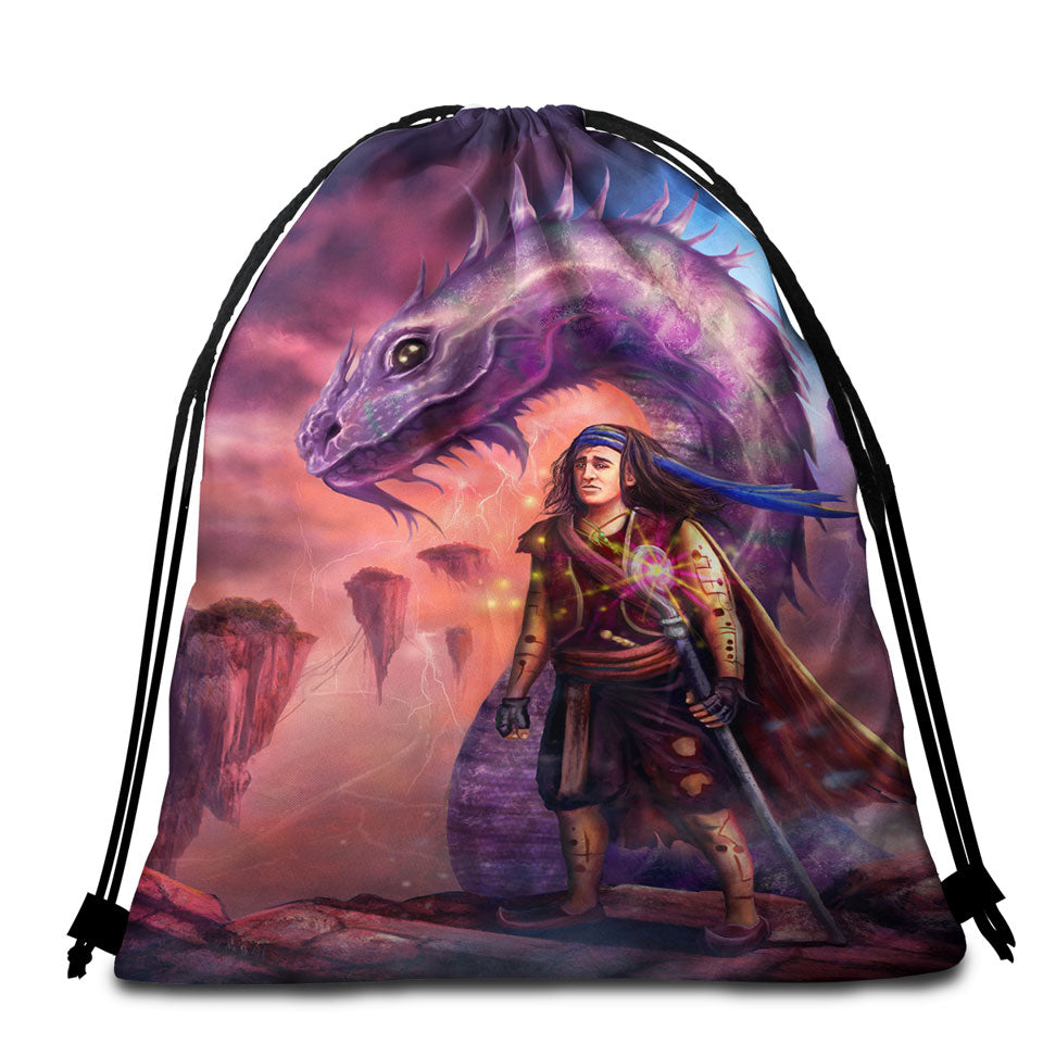 Beach Towel Bags Dragon and Thrakos Cool Fantasy Art