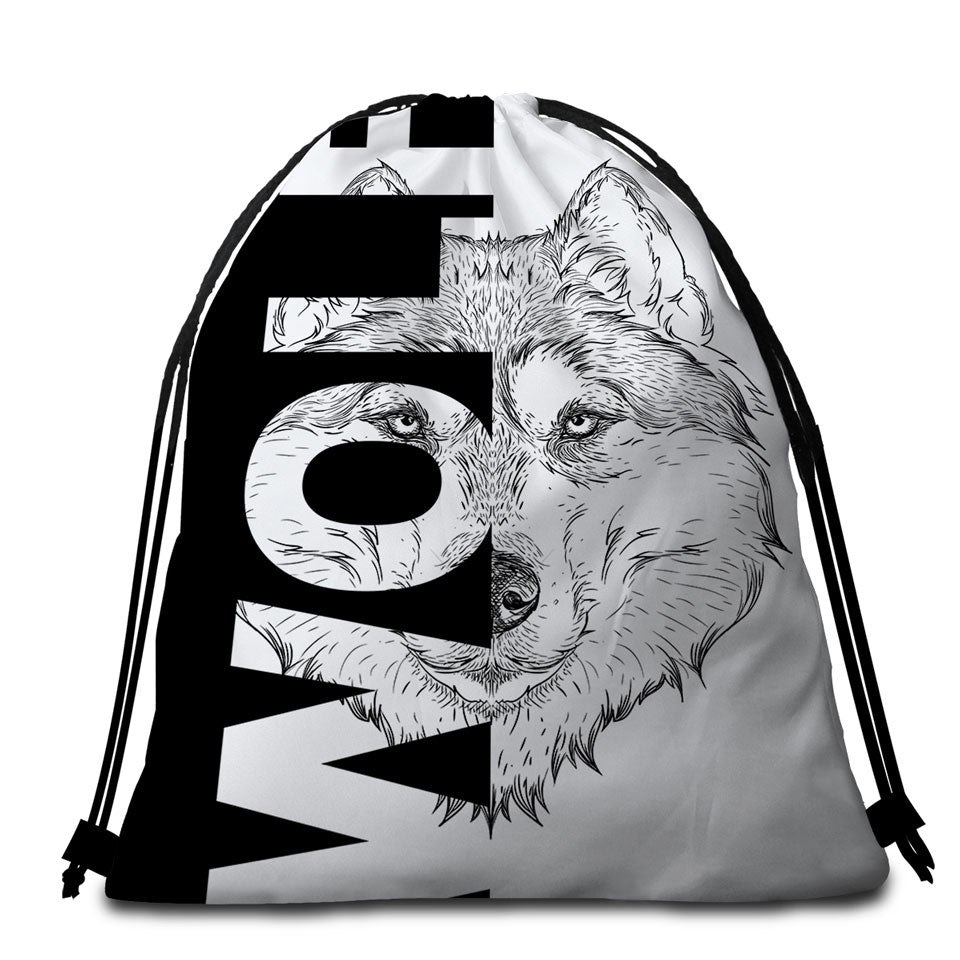 Beach Towel Bags with Wolf