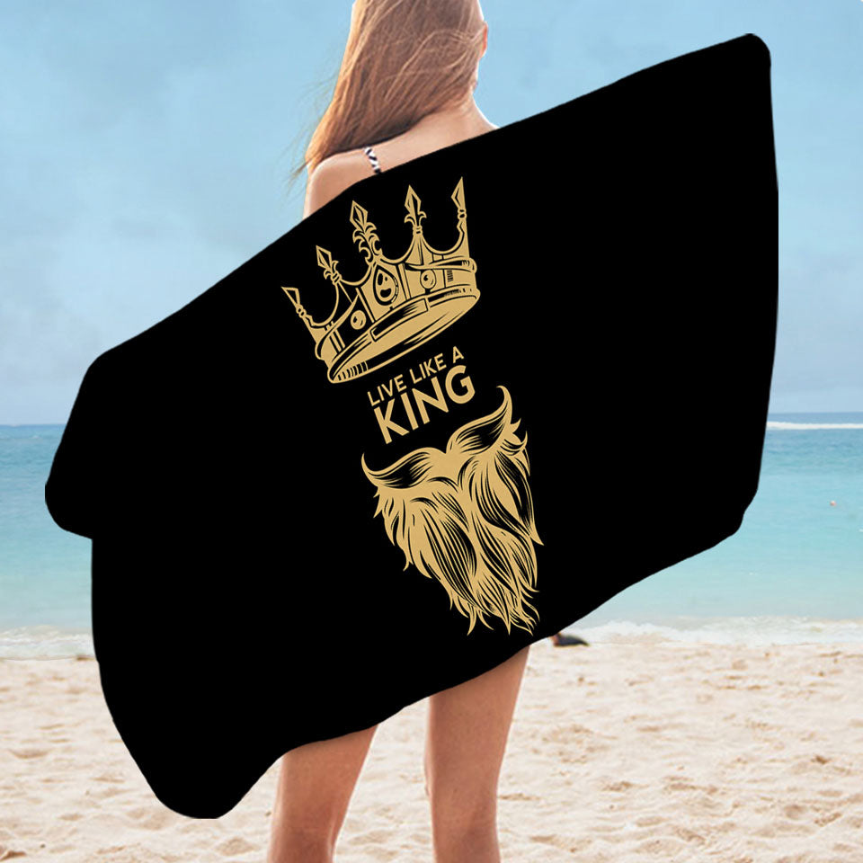 Beach Towel for Guys Mens Design Live Like a King