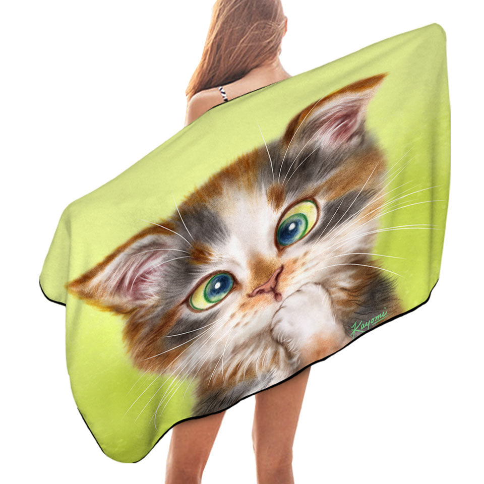 Beach Towels Cats Cute and Funny Faces Sweet Kitten