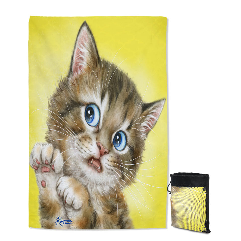 Beach Towels Designs for Kids Adorable Tabby Kitty Cat