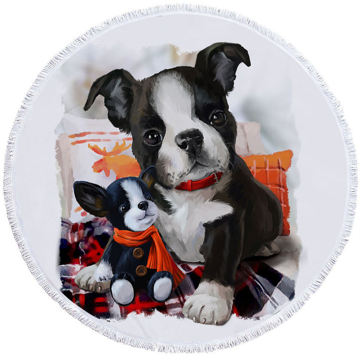 Beach Towels Near Me with Art Painting Cozy Adorable Puppy Doll and Cute Dog