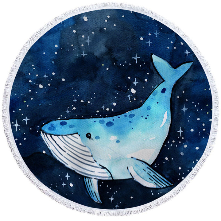 Beach Towels On Sale with Art Blue Whale over the Night Skies