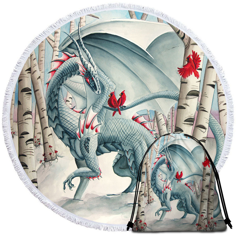 Beach Towels and Bags Set Lady of the Forest Fantasy Art Dragon Painting