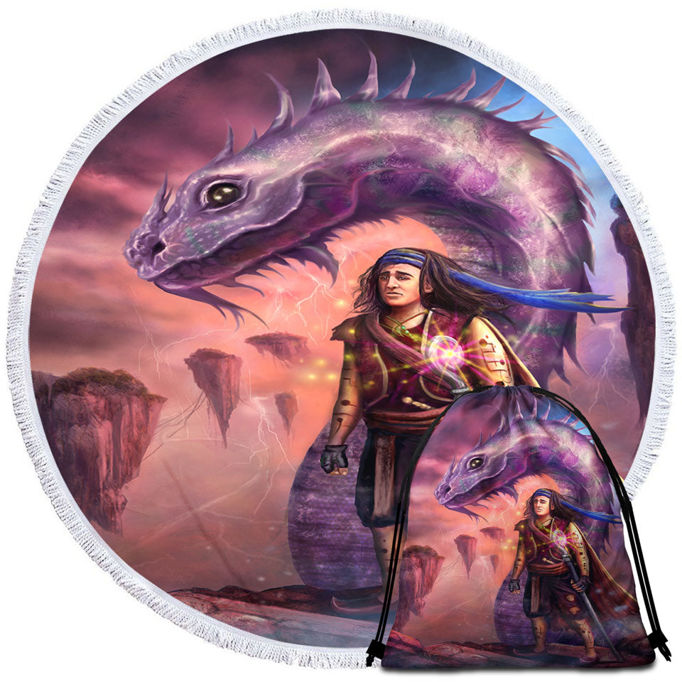 Beach Towels and Bags Set with Dragon and Thrakos Cool Fantasy Art