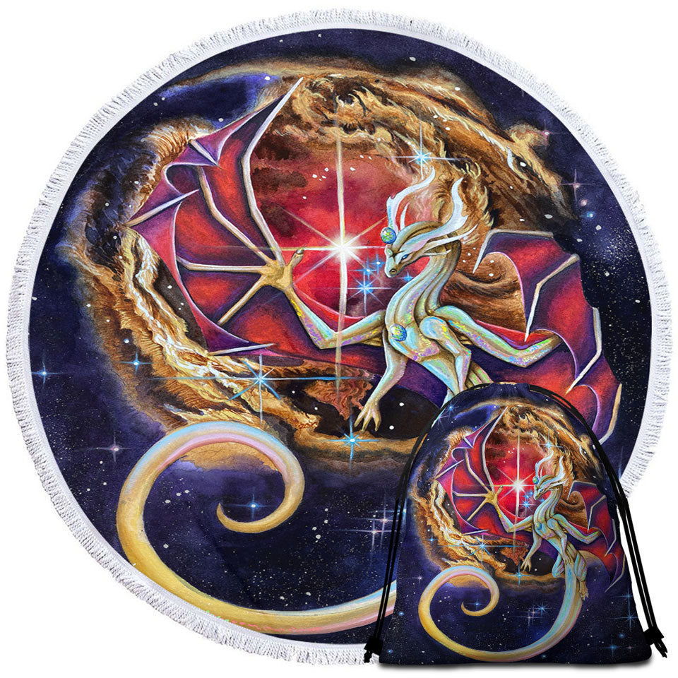 Beach Towels and Bags Sets Fantasy Art Dragon Echoes of Light